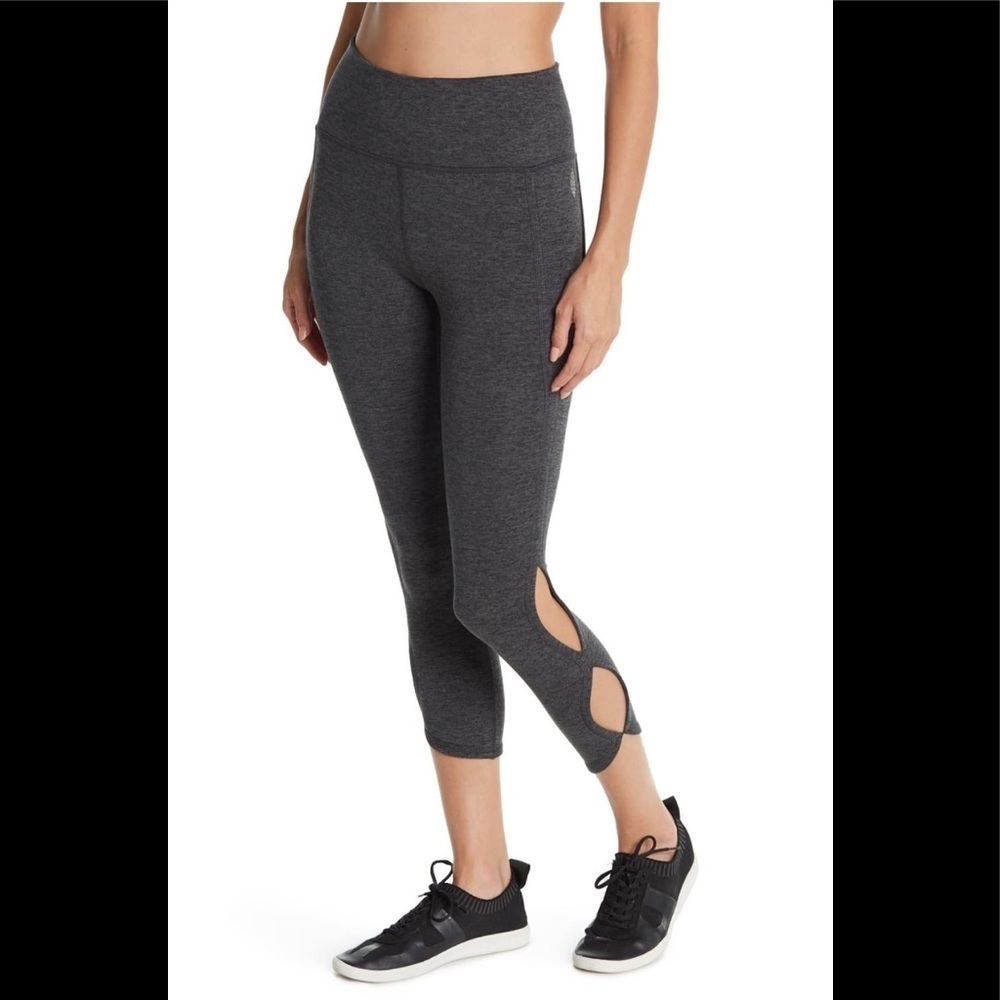 FP Movement Free People Infinity High Waist Cropped Cutout Leggings NWT $98 Gray